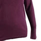 Suéter feminino JM Collection com gola redonda e punhos abotoados, roxo, tamanho 2, extragrande