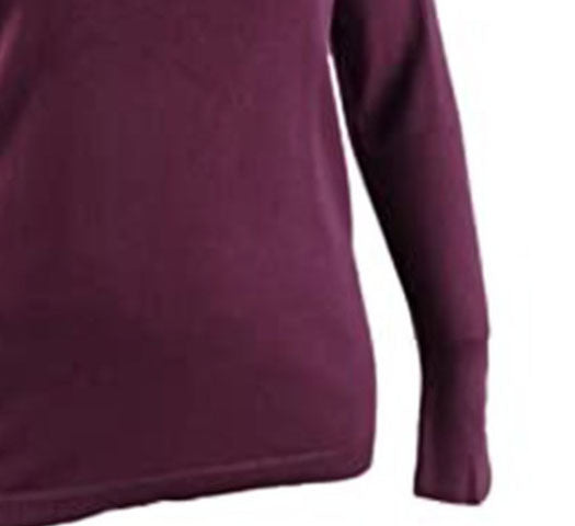 Suéter feminino JM Collection com gola redonda e punhos abotoados, roxo, tamanho 2, extragrande