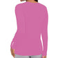 Suéter feminino JM Collection com mangas abotoadas e gola redonda, rosa, tamanho extragrande