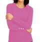 Suéter feminino JM Collection com mangas abotoadas e gola redonda, rosa, tamanho extragrande