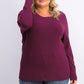 JM Collection Suéter feminino com gola redonda e punhos abotoados, tamanho médio, vermelho, grande