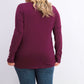 JM Collection Suéter feminino com gola redonda e punhos abotoados, tamanho médio, vermelho, grande
