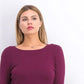 JM Collection Suéter feminino de gola redonda com punho de botão e berried Treasur tamanho pequeno médio