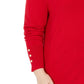 JM Collection Suéter feminino plus size com punho de botão e decote em V, vermelho, tamanho 2, extra grande