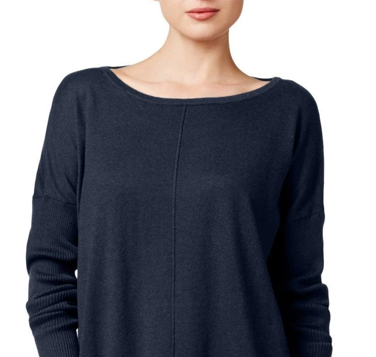 Vestido suéter de malha canelada feminino Style &amp; Co, tamanho grande, azul-marinho