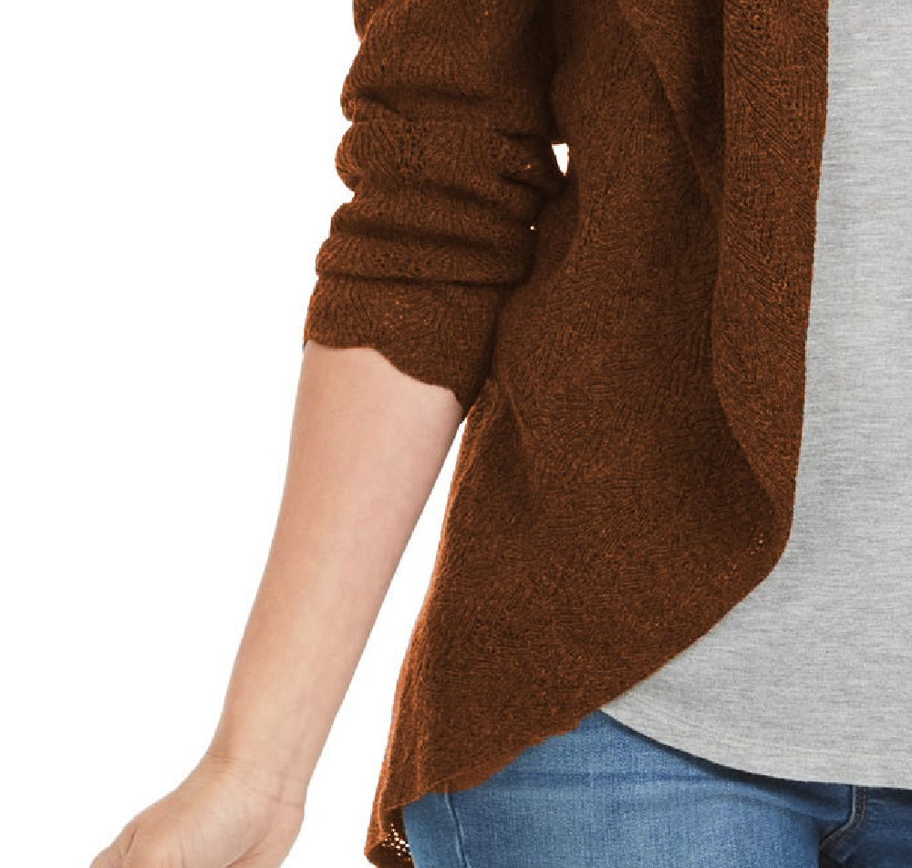 Cardigan Pointelle Feminino Estilo &amp; Co Marrom Tamanho Extra Grande