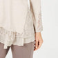 Suéter túnica feminino com bainha de renda estilo &amp; co, bege, tamanho grande