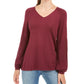 Suéter túnica feminino estilo &amp; co com manga bispo vermelho escuro tamanho pequeno
