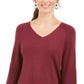 Suéter túnica feminino estilo &amp; co com manga bispo vermelho escuro tamanho pequeno