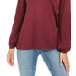 Suéter túnica feminino estilo &amp; co com manga bispo vermelho escuro tamanho pequeno