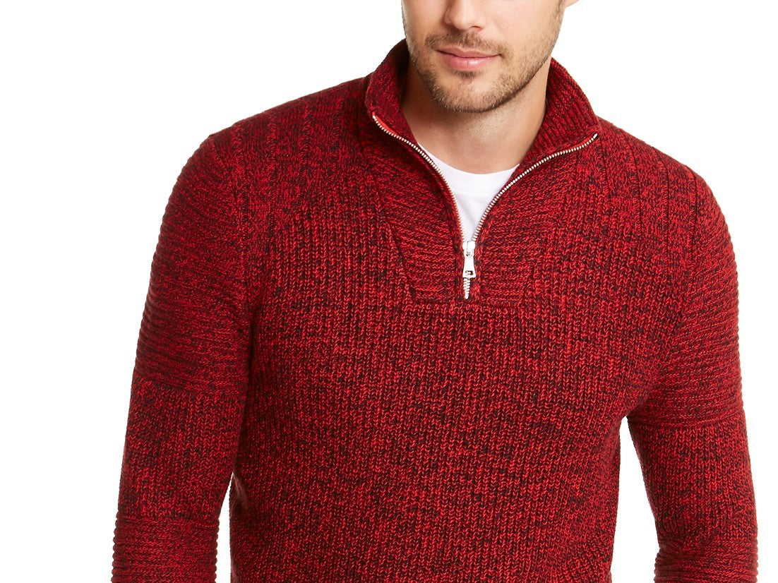 Suéter masculino INC International Concepts com zíper de um quarto, vermelho, tamanho pequeno