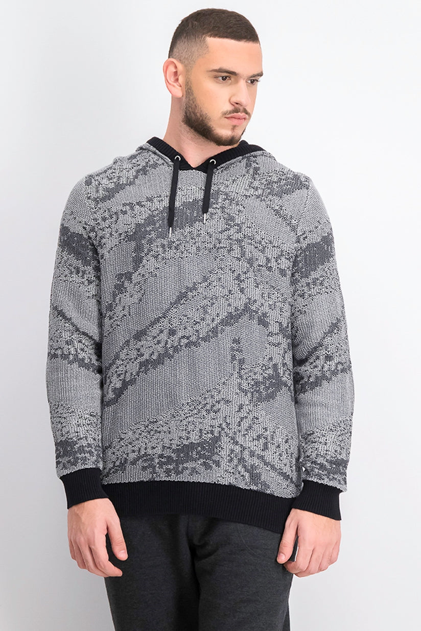 Suéter de malha com capuz Jax masculino da INC International Concepts, cinza, tamanho grande