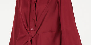 Blusa feminina Alfani Petite Twist com botões na frente, vermelha escura, tamanho médio