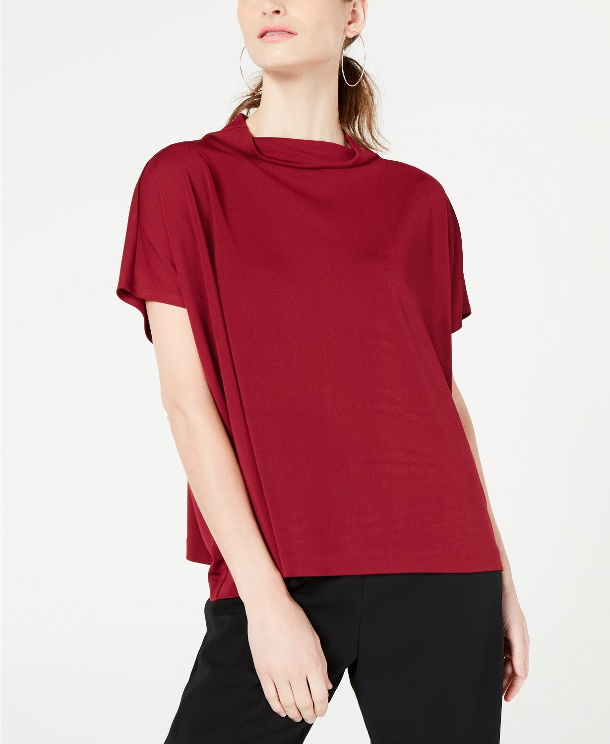 Blusa feminina Alfani Petite Cowl com gola alta, vermelha, tamanho extra grande