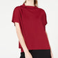 Blusa feminina Alfani Petite Cowl com gola alta, vermelha, tamanho extra grande