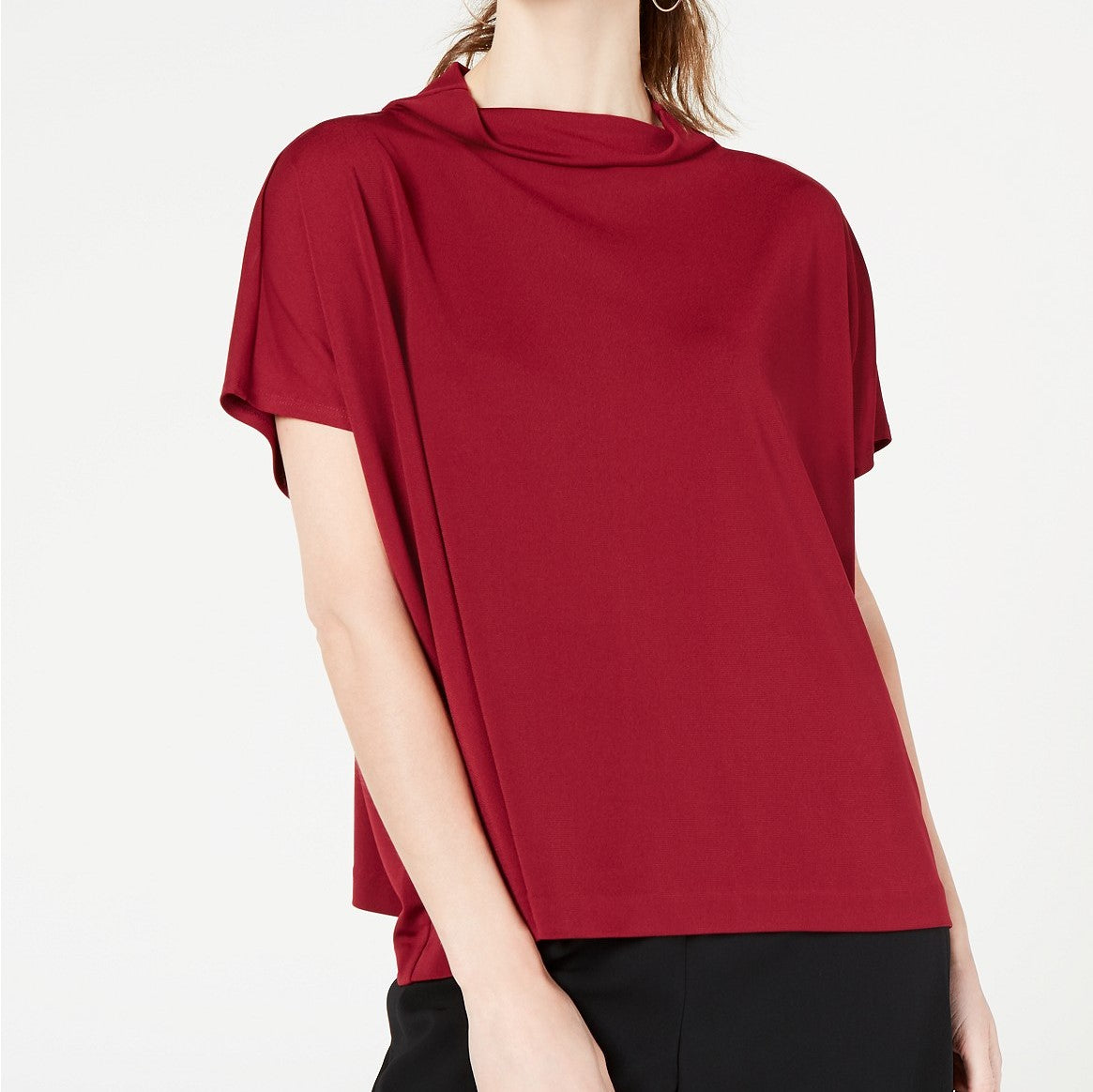 Blusa feminina Alfani Petite Cowl com gola alta, vermelha, tamanho extra grande