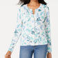 Cardigan feminino com estampa floral azul Charter Club, tamanho extra grande