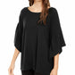 Alfani Poncho feminino canelado com decote canoa, preto, tamanho 2, extra grande