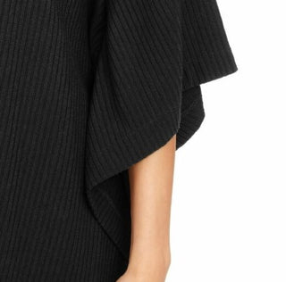 Alfani Poncho feminino canelado com decote canoa, preto, tamanho 2, extra grande