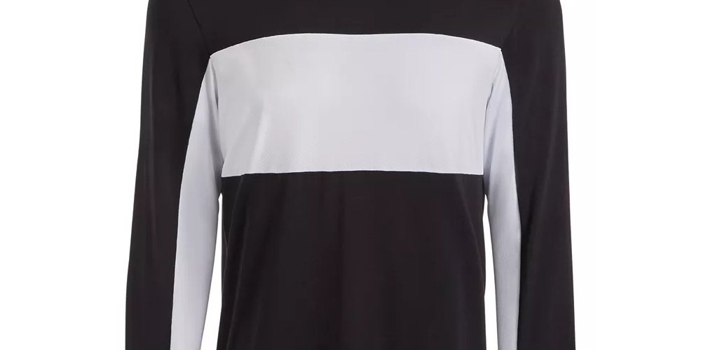 Camiseta masculina de manga comprida com blocos de malha ID Ideology, preta, tamanho médio