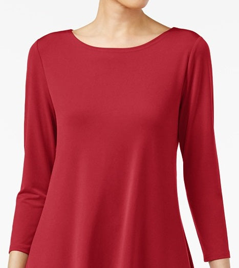 Top feminino Alfani Petite Solid Swing, vermelho, tamanho médio