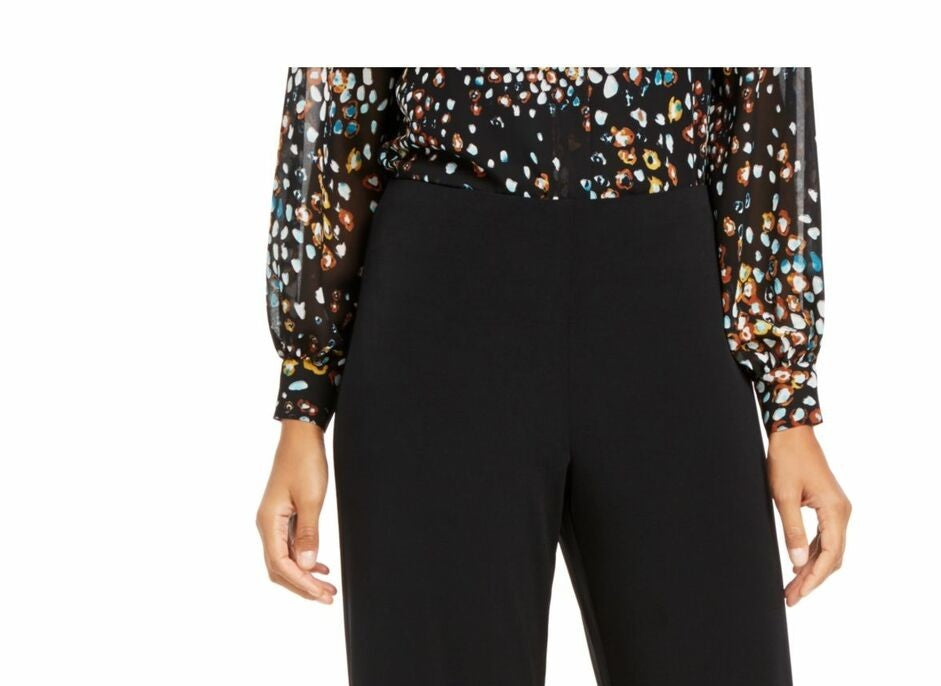 Calça feminina Alfani de malha com perna larga, preta, tamanho pequeno médio