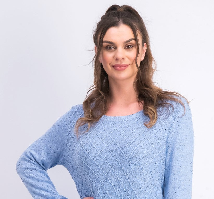 Karen Scott Suéter Feminino Diamond Cable-Knit Azul Tamanho 2 Extra Grande