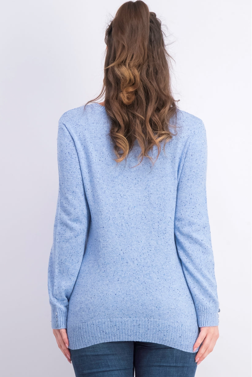 Karen Scott Suéter Feminino Diamond Cable-Knit Azul Tamanho Médio