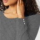 Karen Scott Suéter Feminino Diamond Cable-Knit Cinza Tamanho Extra Grande