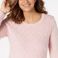 Karen Scott Suéter Feminino Diamond Cable-Knit Rosa Tamanho Grande