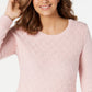 Karen Scott Suéter Feminino Diamond Cable-Knit Rosa Tamanho Médio