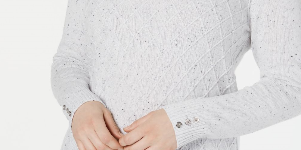 Karen Scott Suéter Feminino Diamond Cable-Knit Branco Tamanho Extra Grande