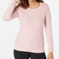 Karen Scott Suéter Feminino Diamond Cable-Knit Rosa Tamanho Grande