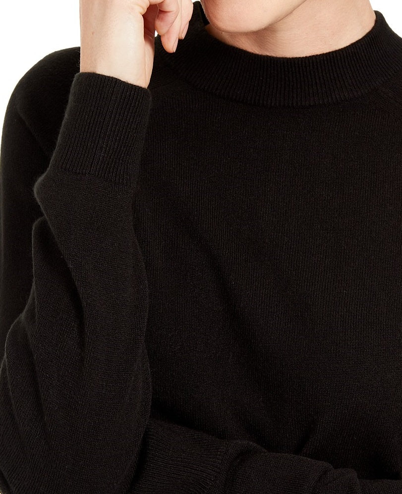 Karen Scott Suéter Feminino com Zíper nas Costas e Gola Alta Preto Tamanho Grande