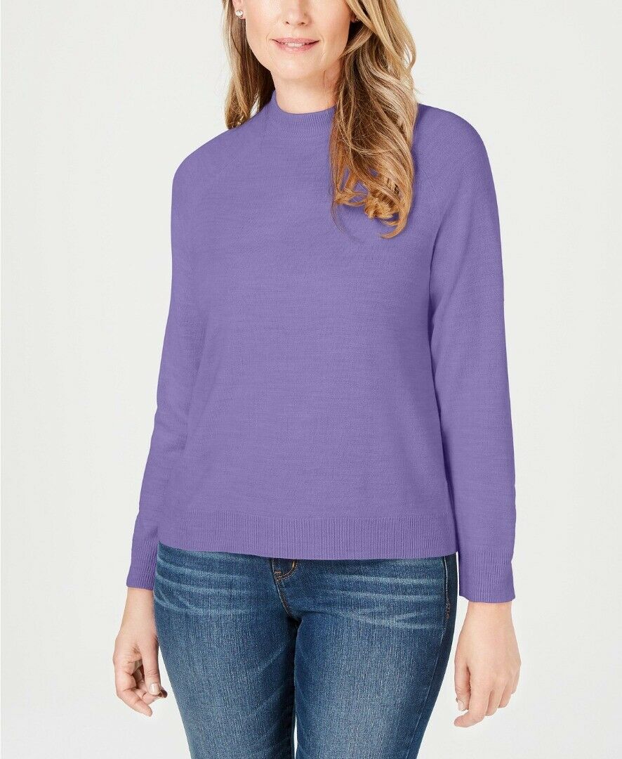 Karen Scott Suéter Feminino Gola Alta com Zíper nas Costas Azul Tamanho Grande