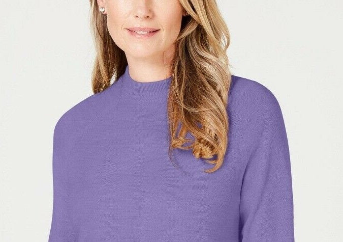 Karen Scott Suéter Feminino Gola Alta com Zíper nas Costas Azul Tamanho Grande