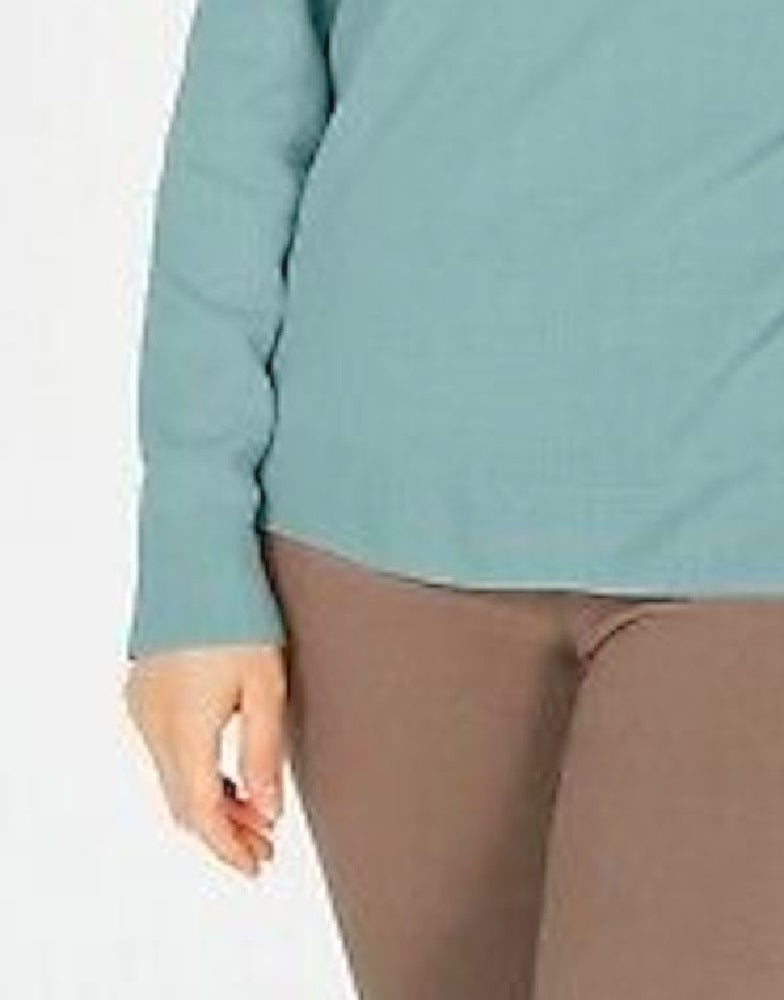 Karen Scott Suéter Feminino com Zíper nas Costas e Gola Simulada Aquifer Tamanho Médio