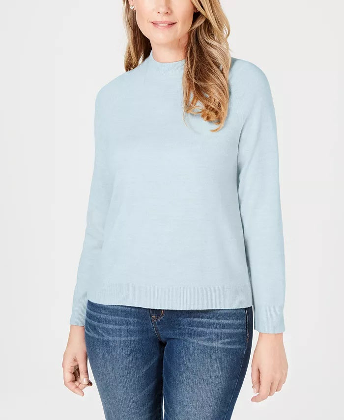 Karen Scott Suéter Feminino Gola Mock Azul Tamanho Pequeno