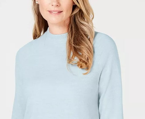 Karen Scott Suéter Feminino Gola Mock Azul Tamanho Pequeno