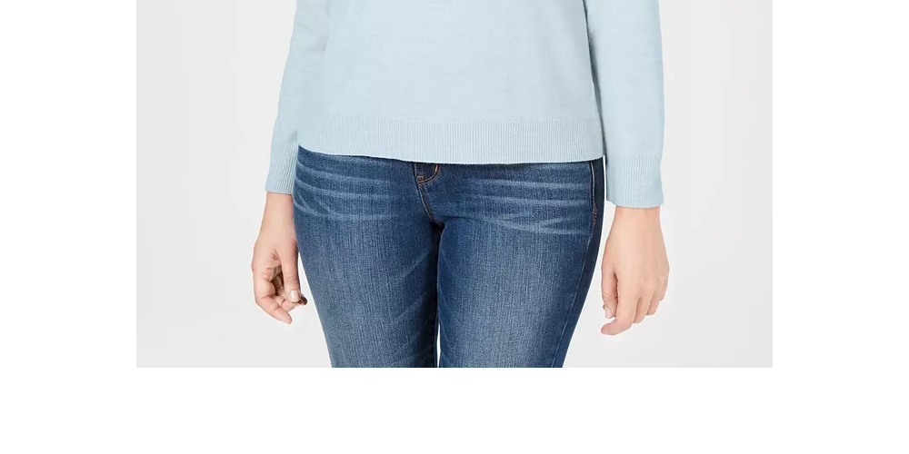 Karen Scott Suéter Feminino Gola Mock Azul Tamanho Pequeno