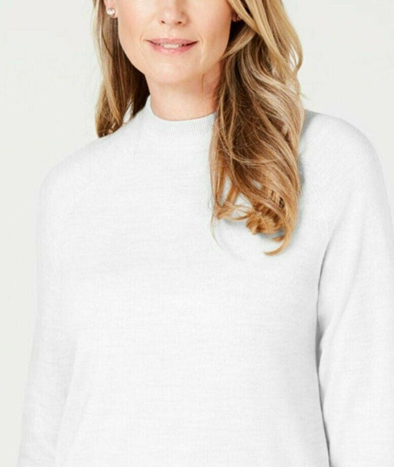 Karen Scott Suéter Feminino Gola Mock Branco Tamanho Pequeno Extra Grande
