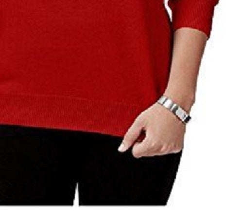 Karen Scott Suéter Luxsoft Plus Size Gola Alta Feminino Vermelho Tamanho OX
