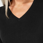 Karen Scott Suéter feminino com decote em V, preto, tamanho pequeno