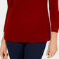 Karen Scott Suéter feminino com decote em V, vermelho, tamanho médio
