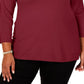 Karen Scott Suéter feminino com decote em V, vermelho, tamanho pequeno
