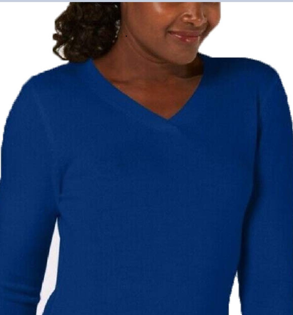 Karen Scott Suéter Feminino Petite Gola V Azul Tamanho Médio