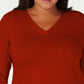 Karen Scott Suéter Luxsoft Plus Size com Decote em V, Vermelho, Tamanho 2X