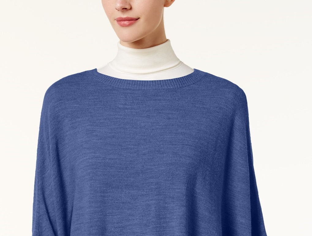 Poncho assimétrico com babados Karen Scott feminino, azul, tamanho extragrande
