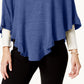 Poncho assimétrico com babados Karen Scott feminino, azul, tamanho extragrande