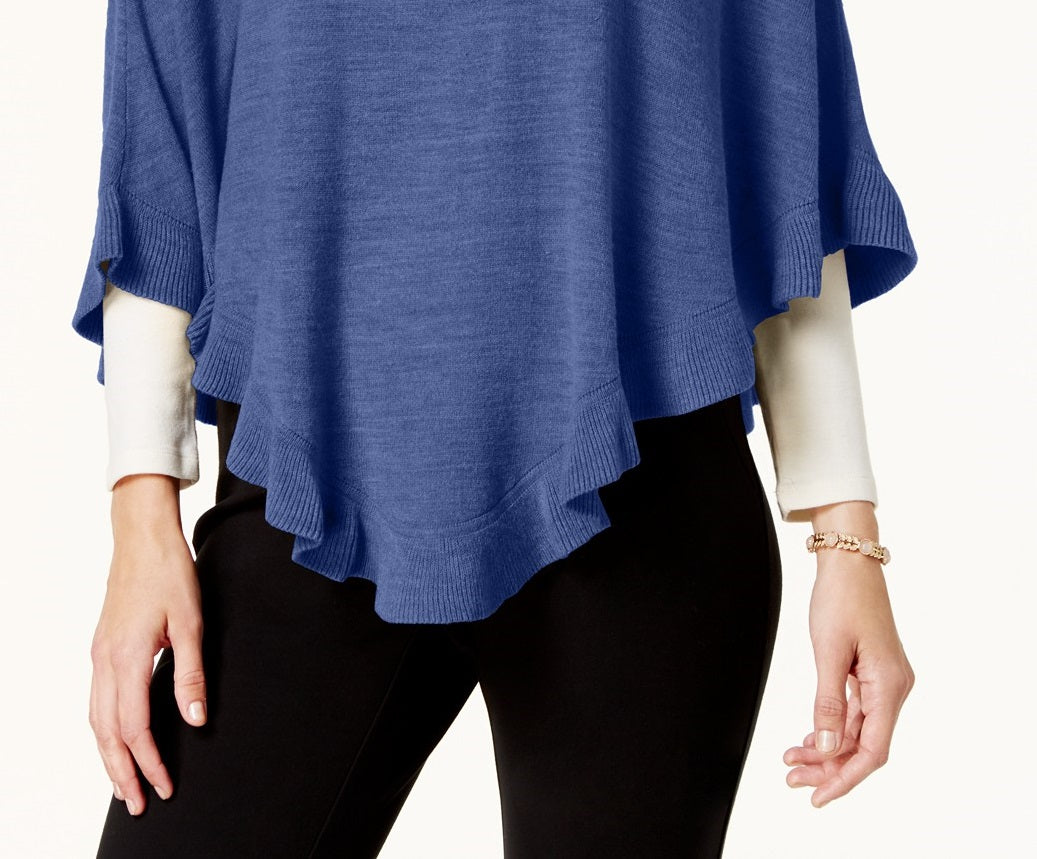 Poncho assimétrico com babados Karen Scott feminino, azul, tamanho extragrande